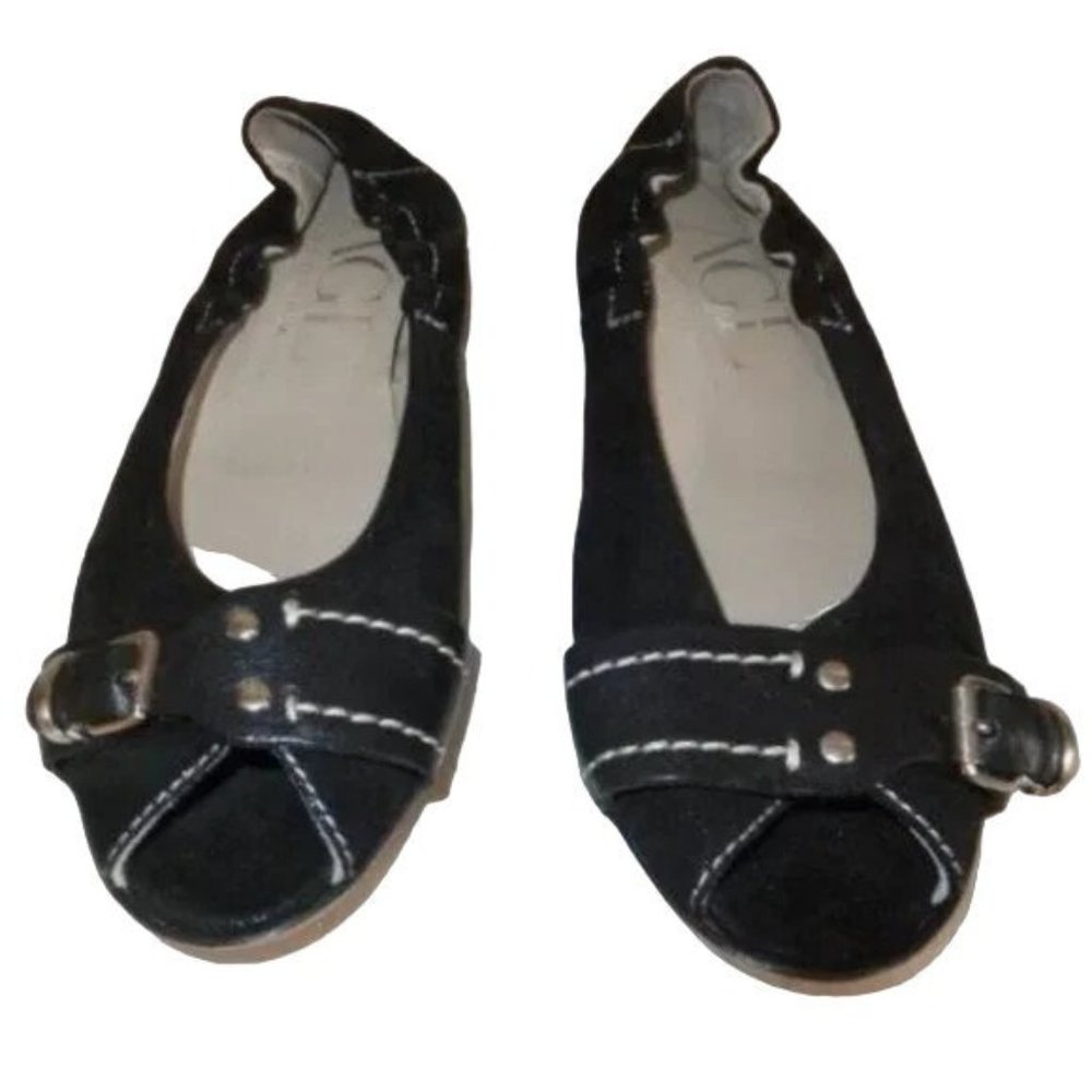 AGL Attilio Giusti Leombruni Shimmer Suede Peep Toe Ballet Flats Shoes 6 - Picture 4 of 6